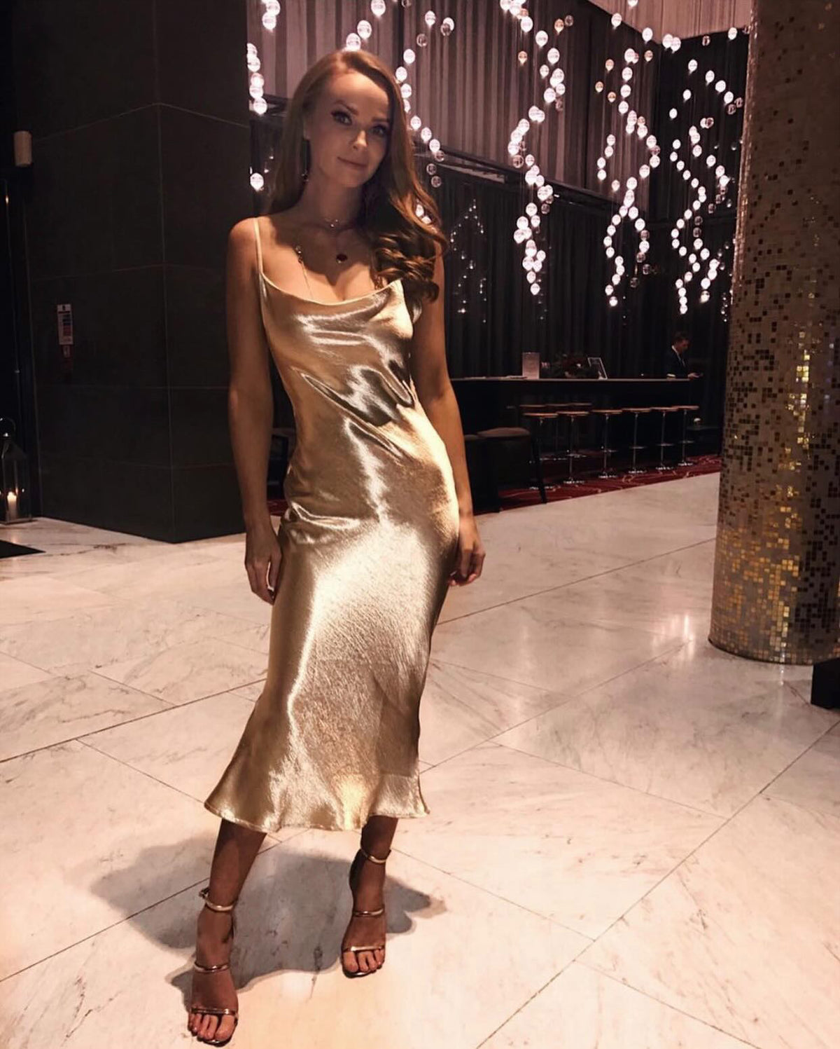 Rat & Boa Sofia Gold Midi Dress - XS
