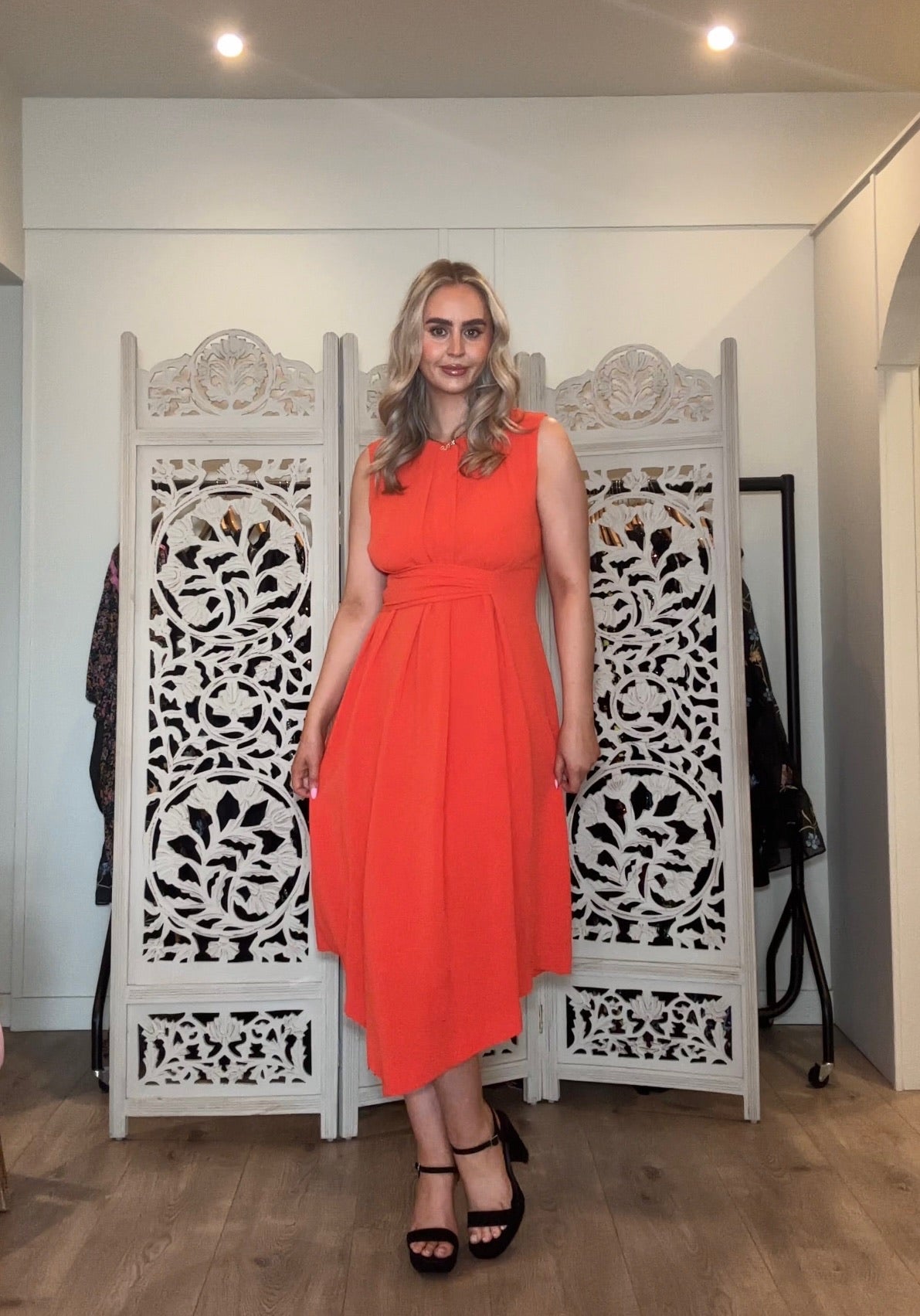 Orange hotsell crepe dress