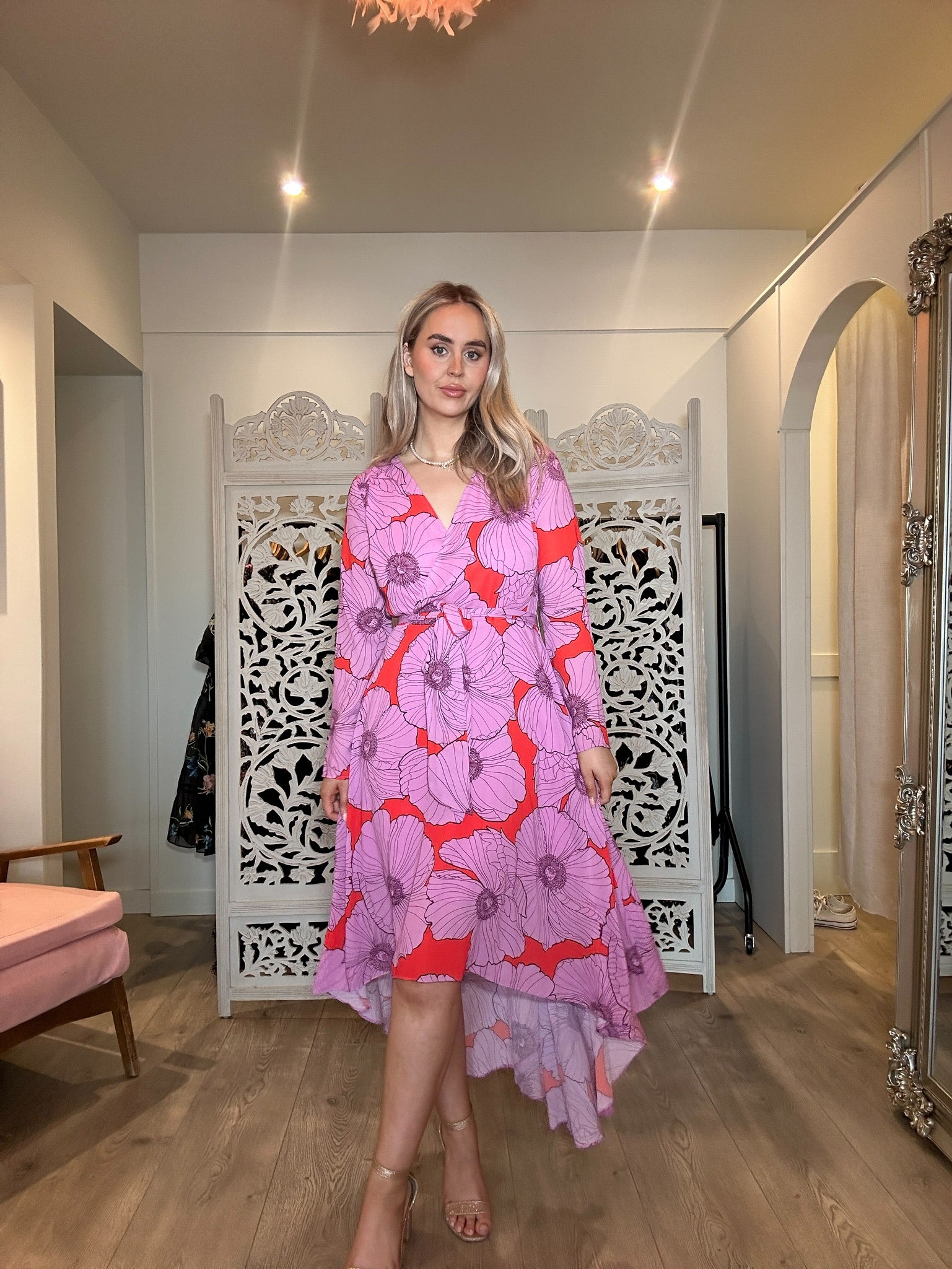 Purple Floral Wrap Dress
