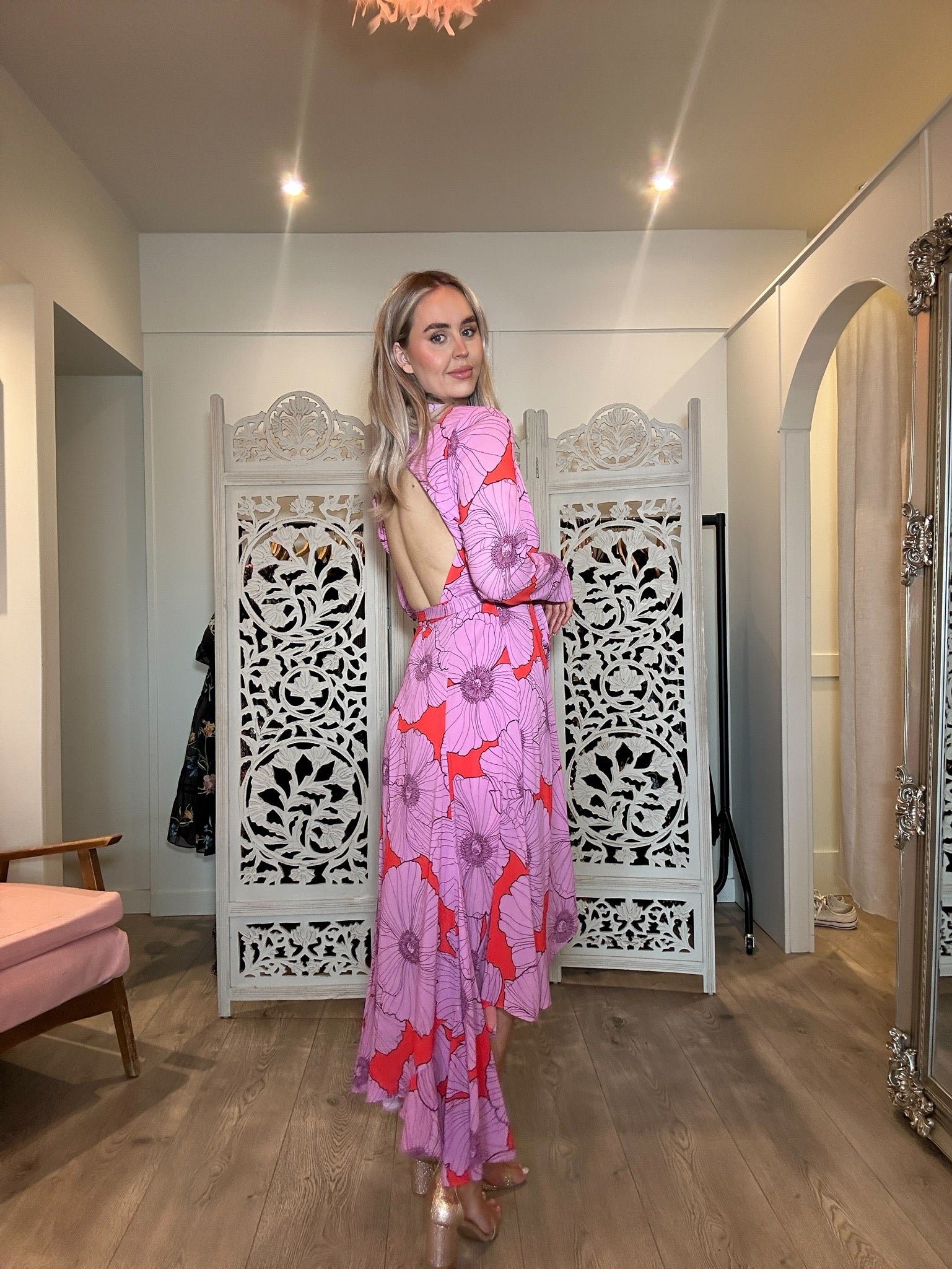 Purple Floral Wrap Dress