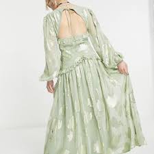 DESIGN Button Through Pintuck Maxi Dress