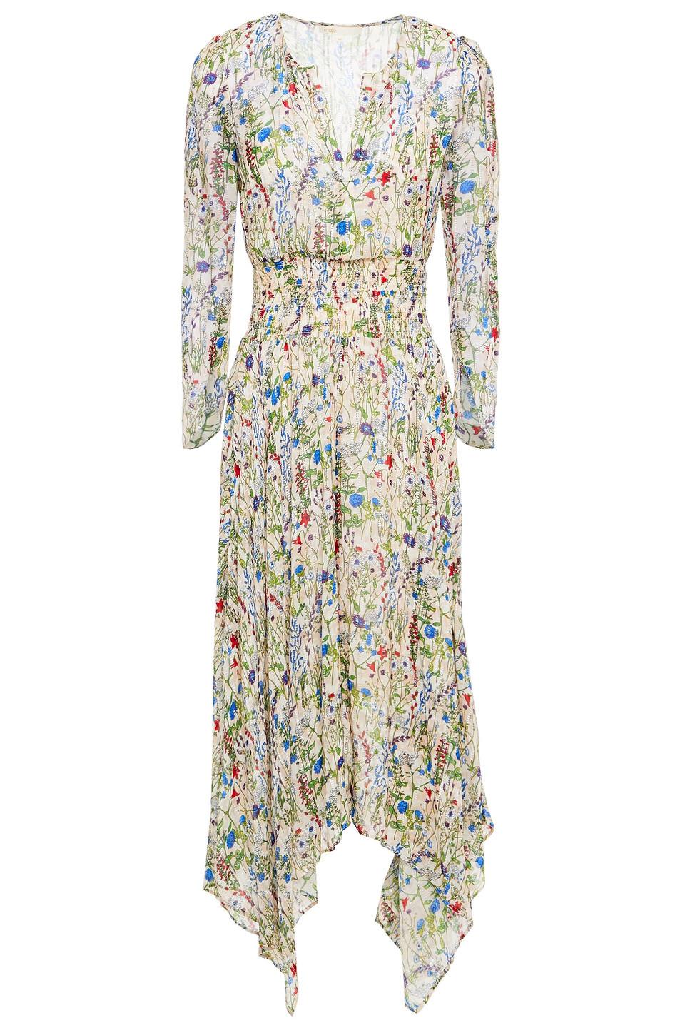 Floral-print Chiffon Midi Dress