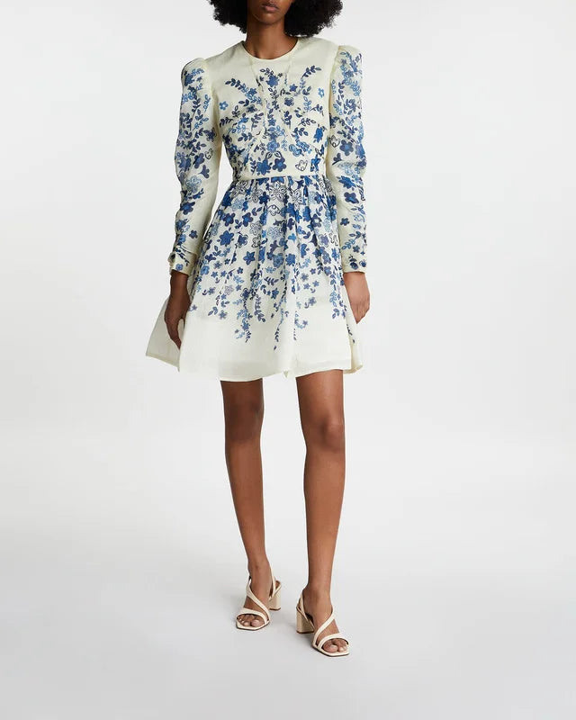 Leoni Blue Silk Mini Dress