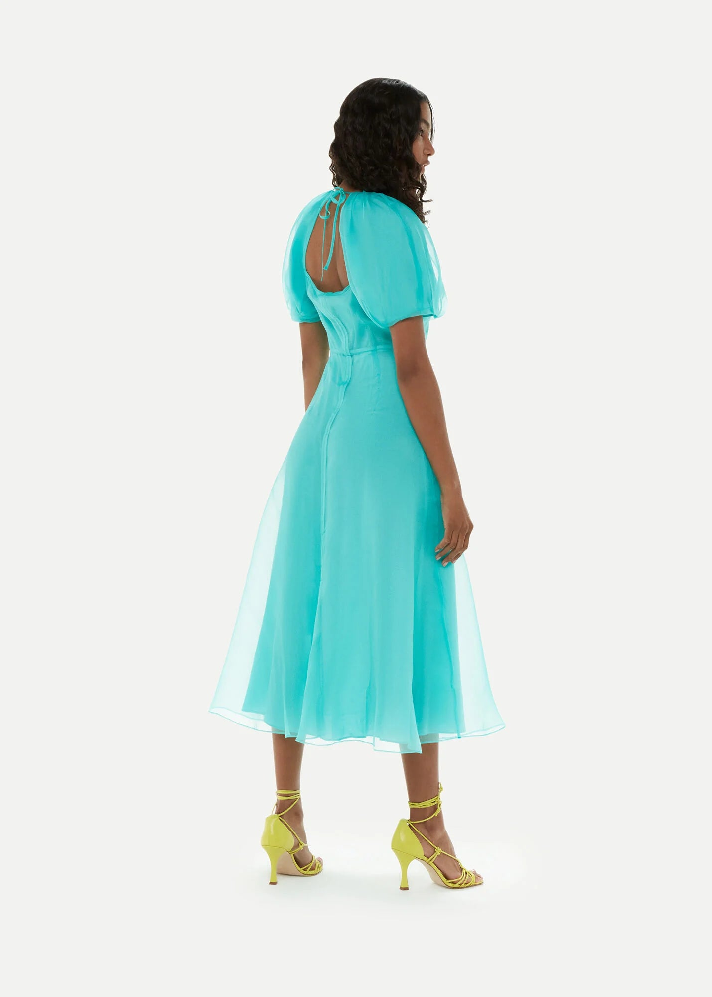 Silk Puff Sleeve Dress