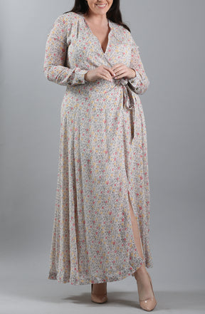 Floral-Print Georgette Maxi Wrap Dress