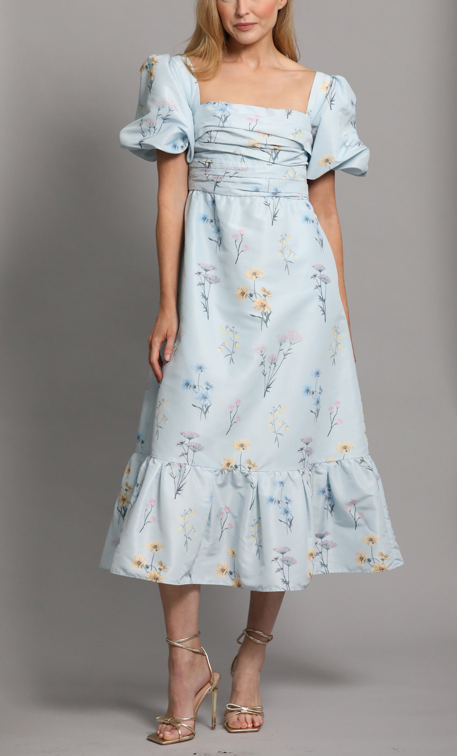 Floral Taffeta Midi Dress