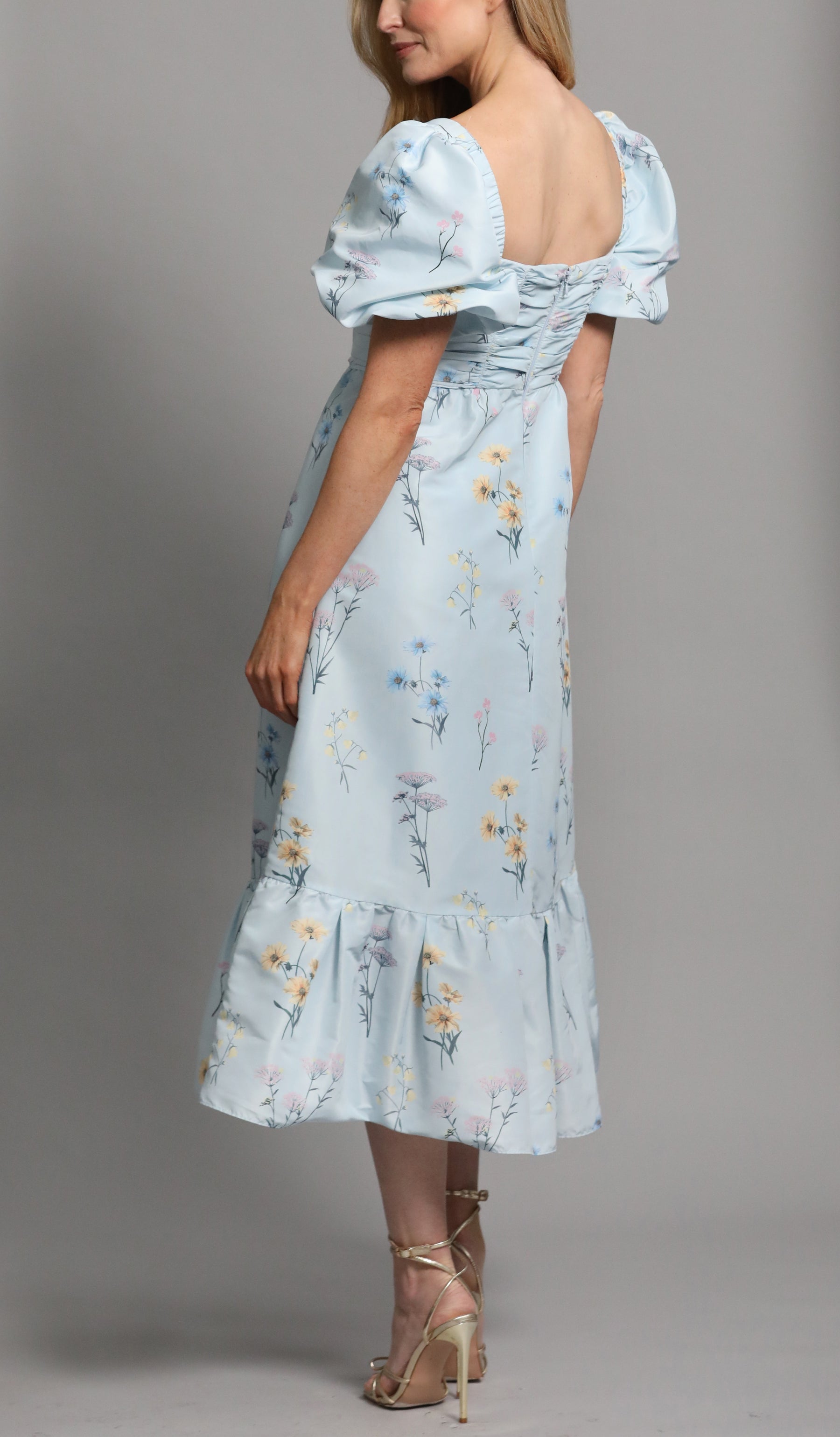 Floral Taffeta Midi Dress