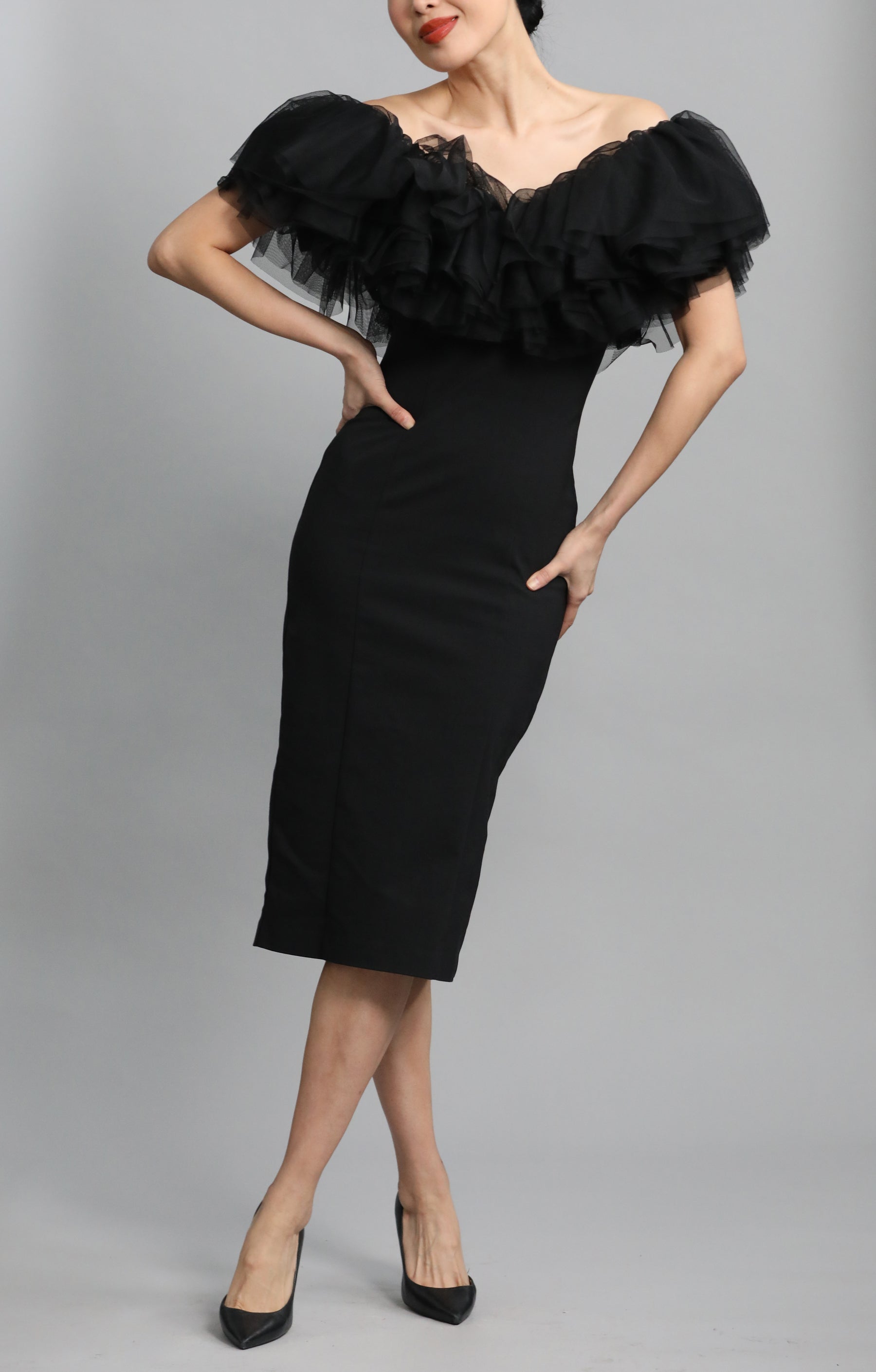 Multi Ruffled V-Neck Dress