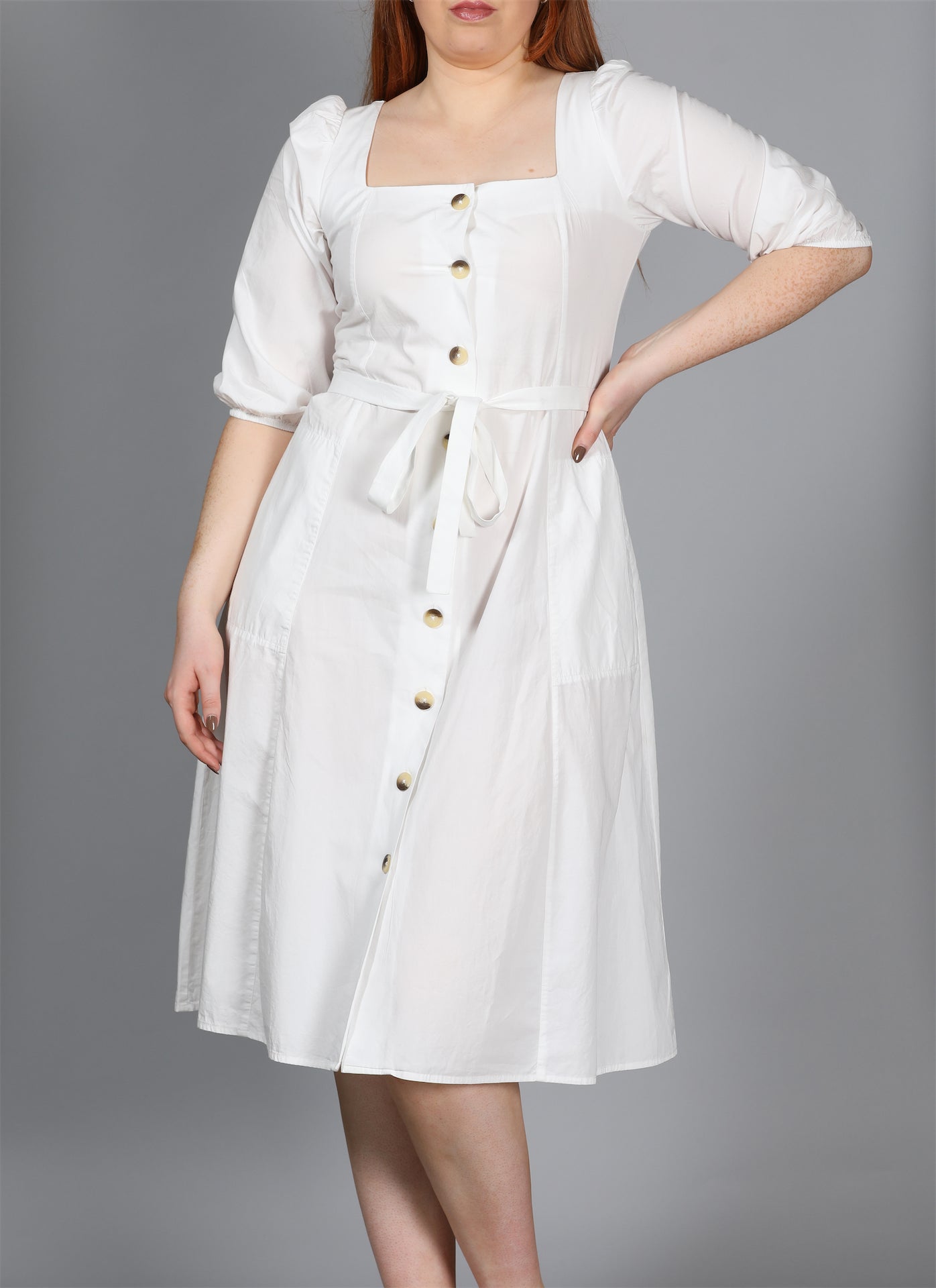 Lavanna Poplin Square Neck Dress