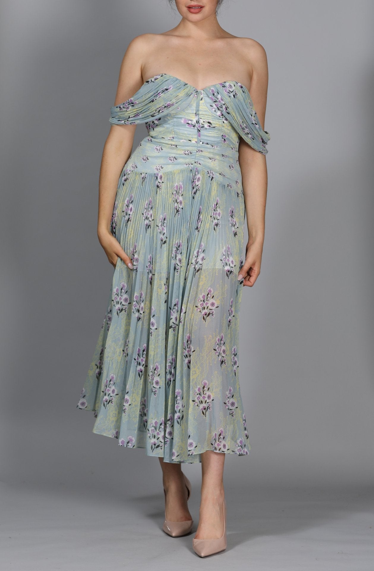 Mint Off The Shoulder Dress