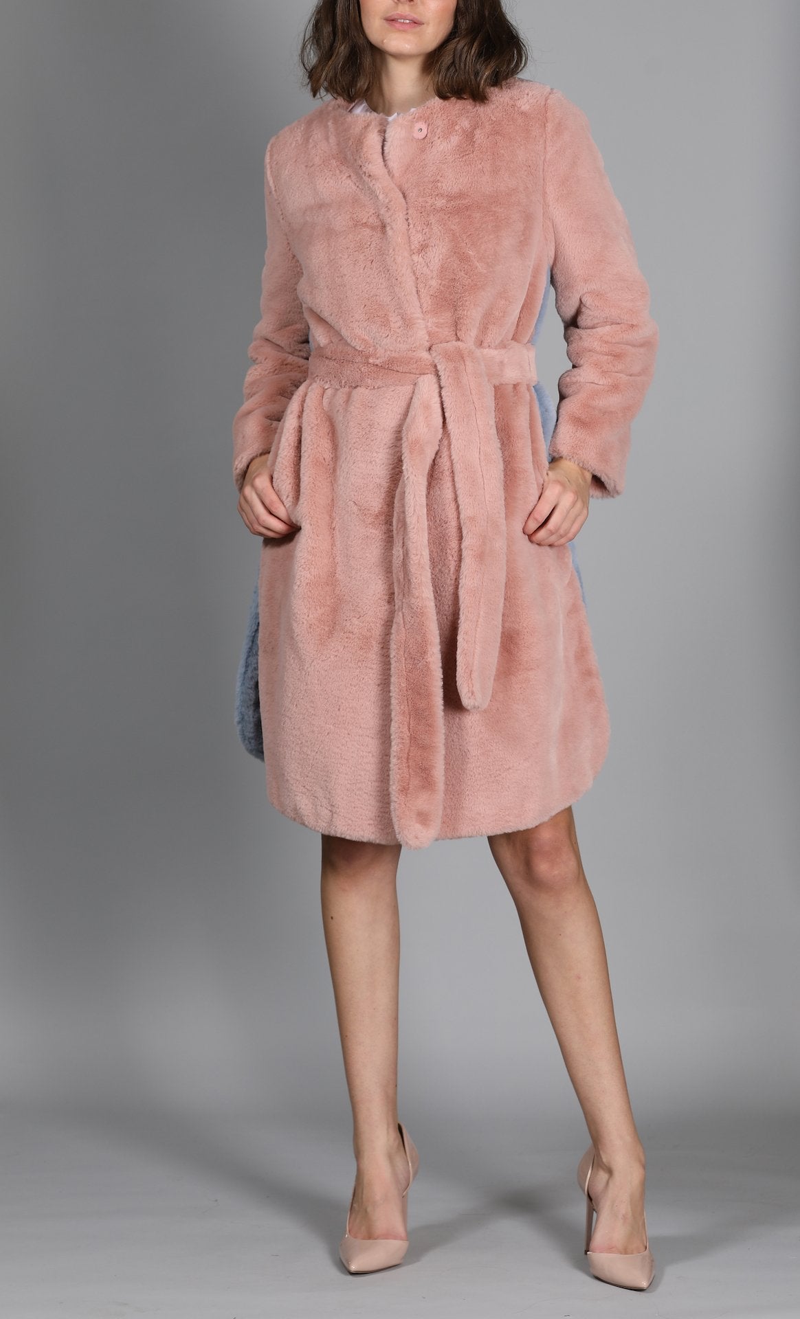 Faux Fur Coat Antique Rose