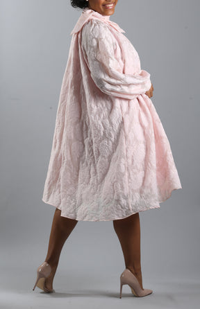 Pink Smock Dress With Pussybow In Rose Jacquard