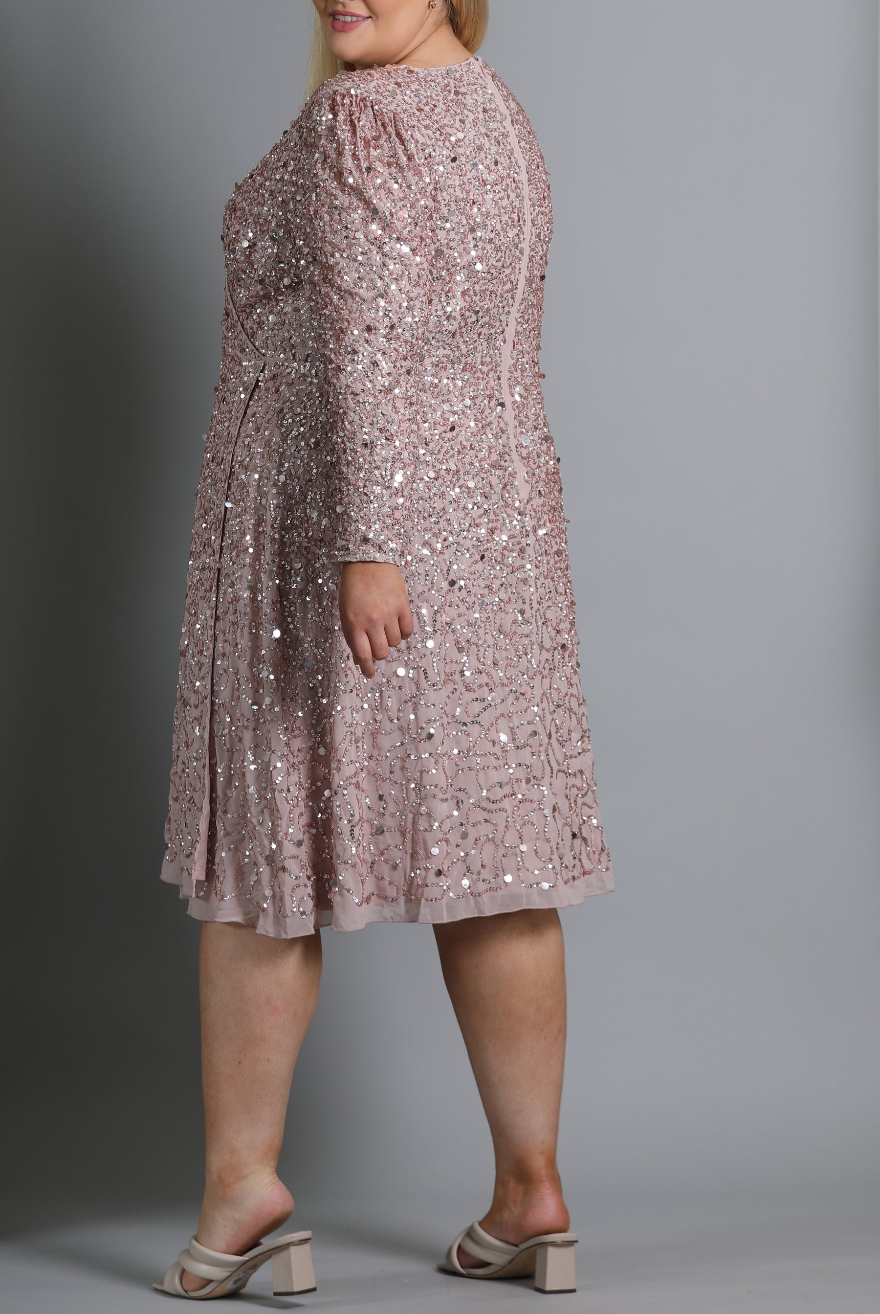 Embellished Midi Wrap Dress