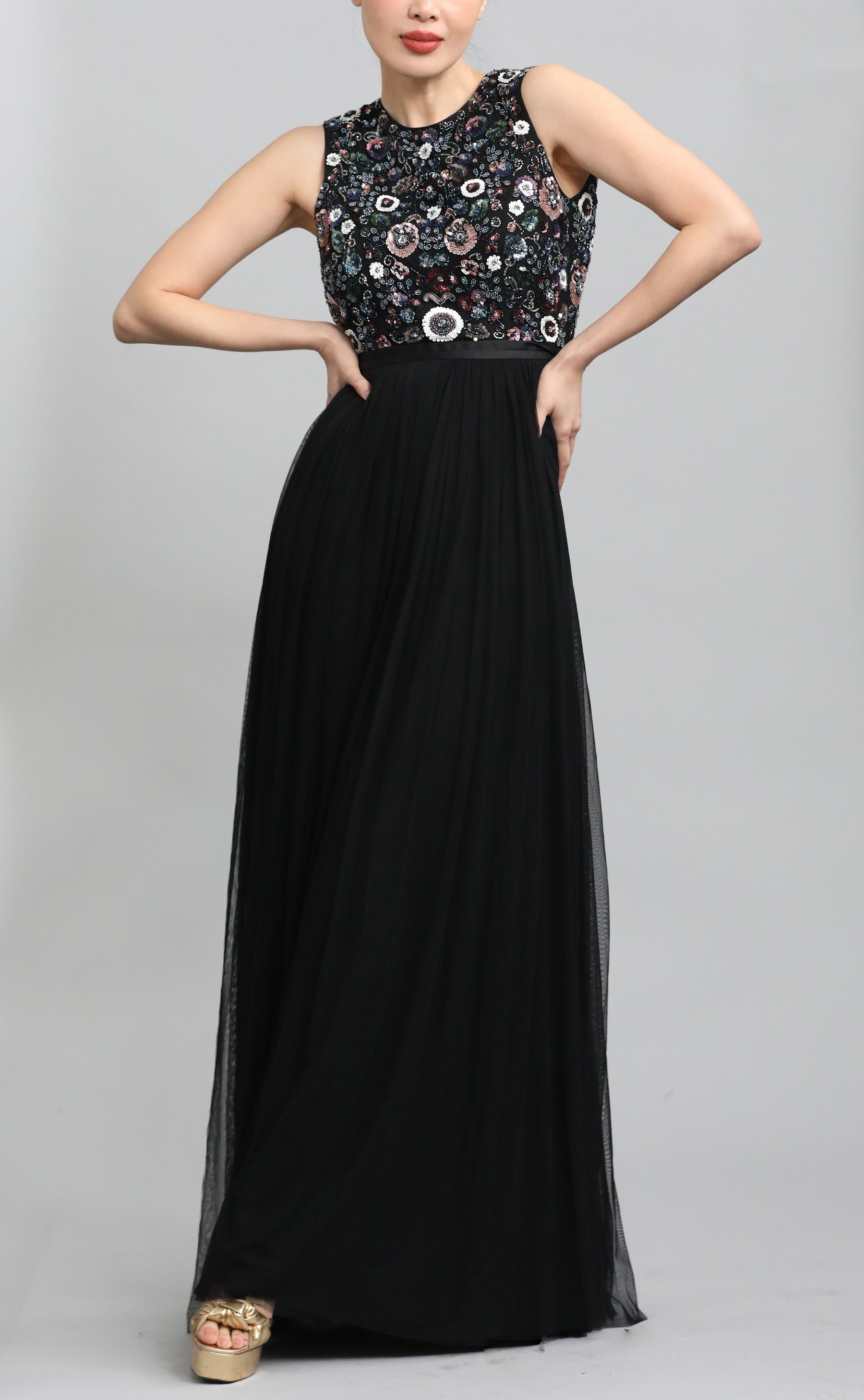 Embellished Black Maxi Dress