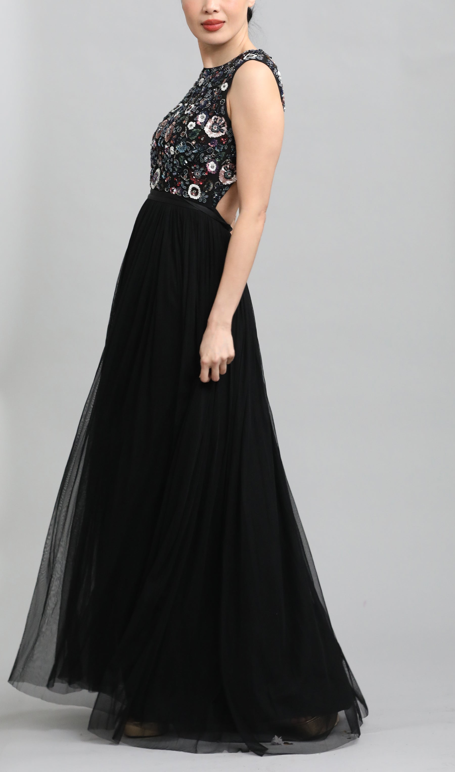 Embellished Black Maxi Dress