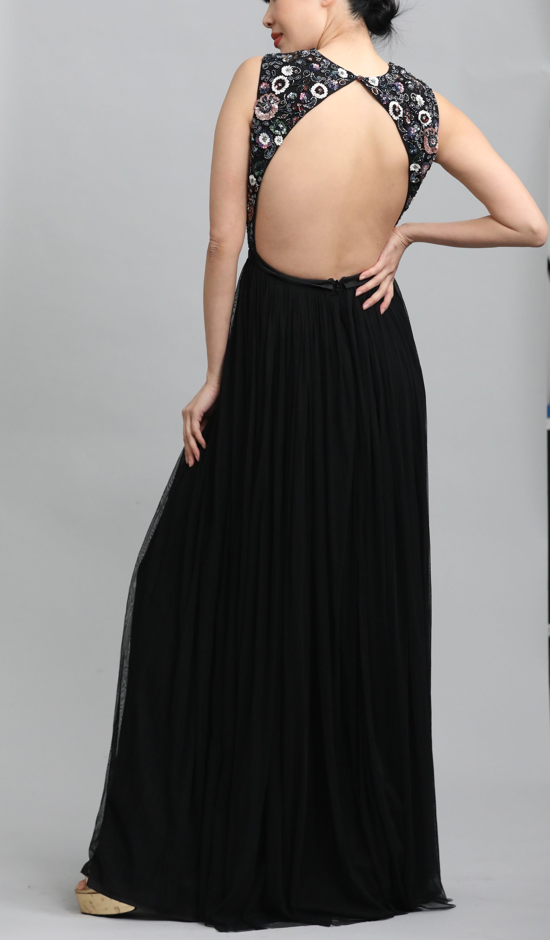 Embellished Black Maxi Dress