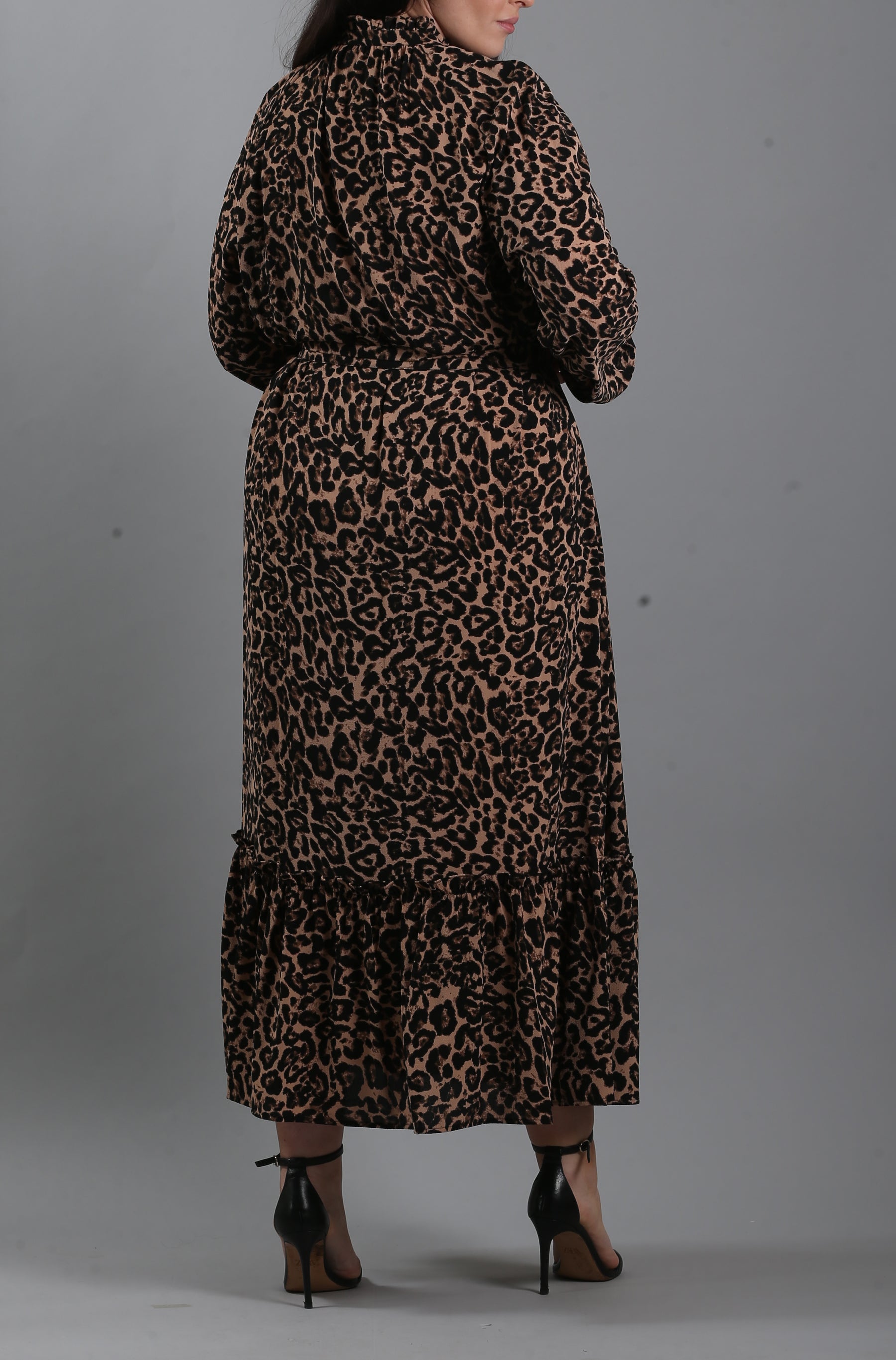Antoinette Ruffled Leopard-Print Crepe Midi Dress