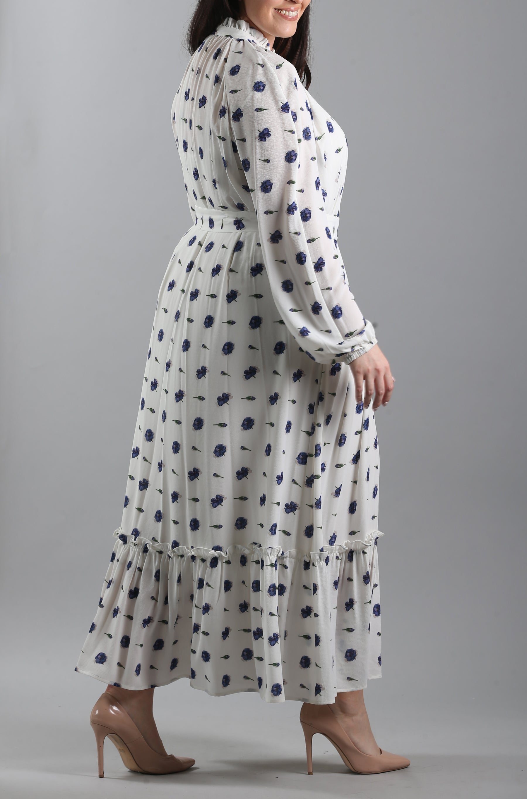 Antoinette Belted Floral-Print Crepe Midi Dress