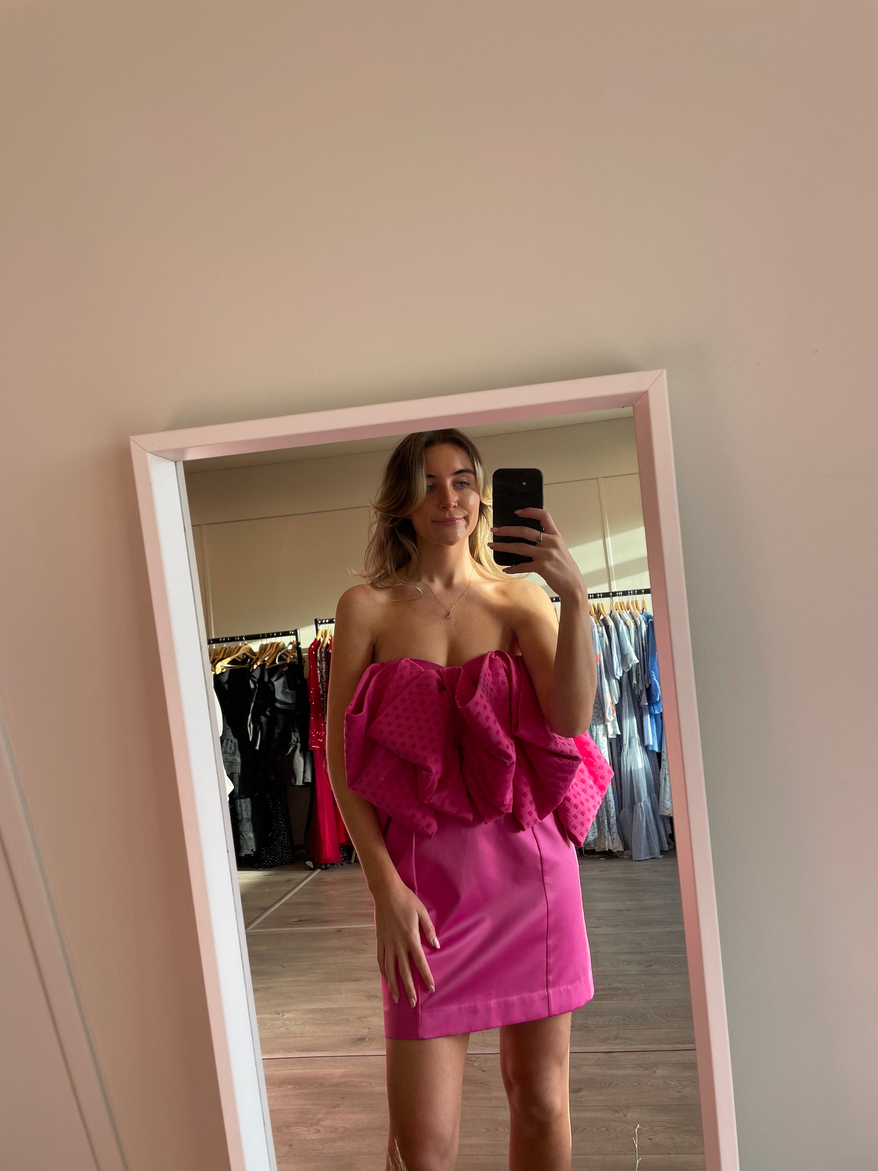 Natalie Bow Crepe Mini Dress