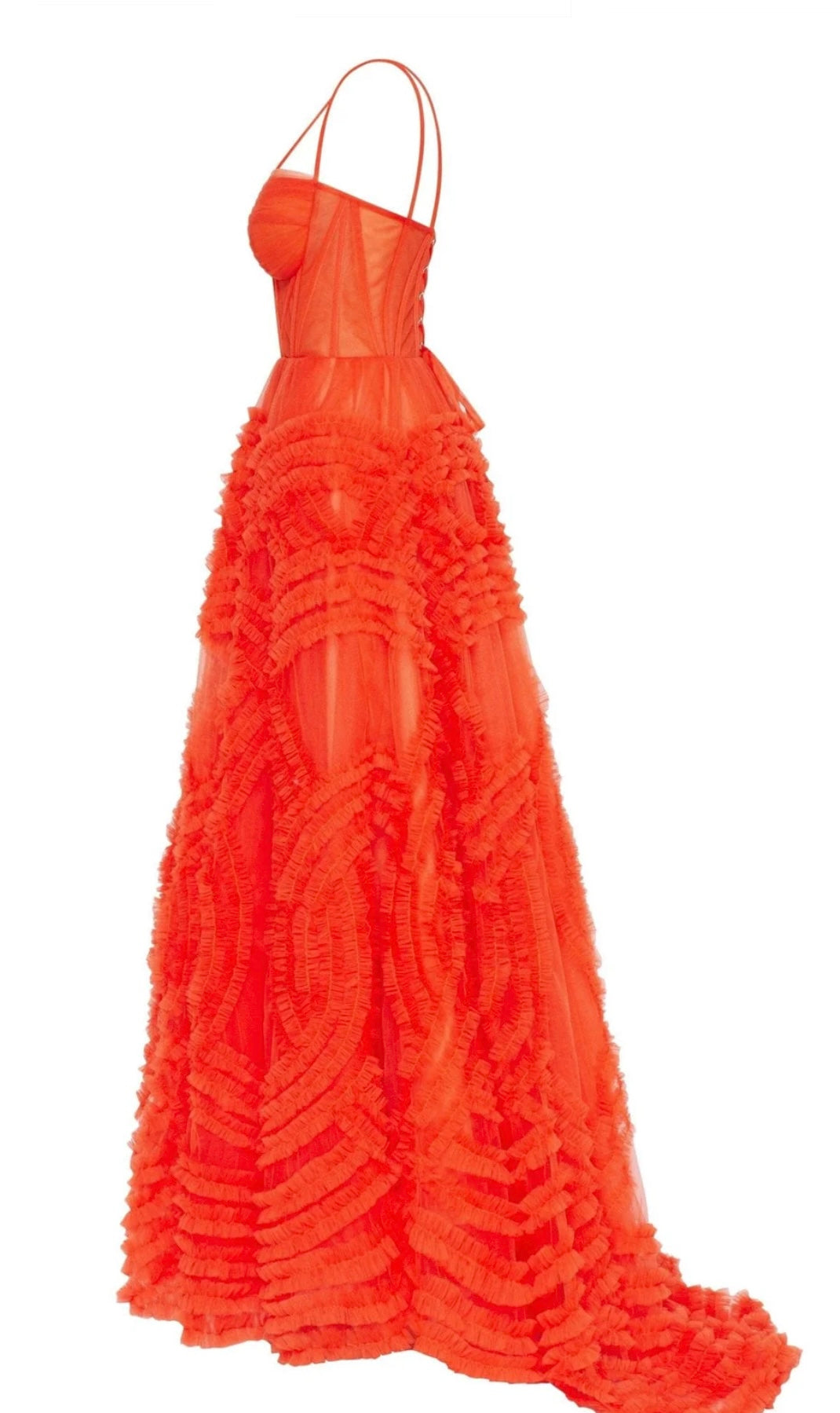 Milla Tangerine Tulle Ornament Maxi Dress