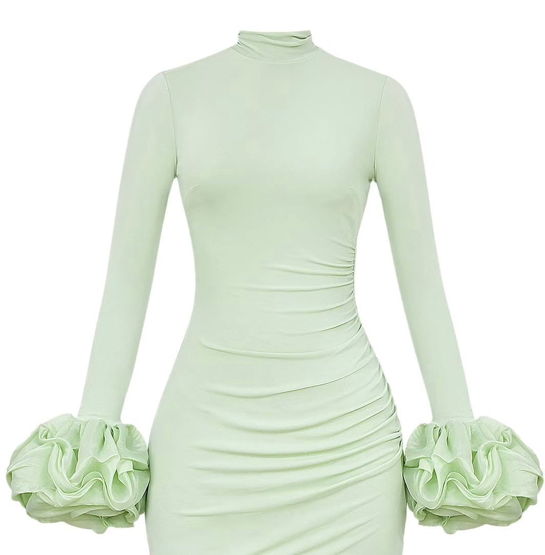 House of CB Camilla Pistachio Ruffle Cuff Mini Dress