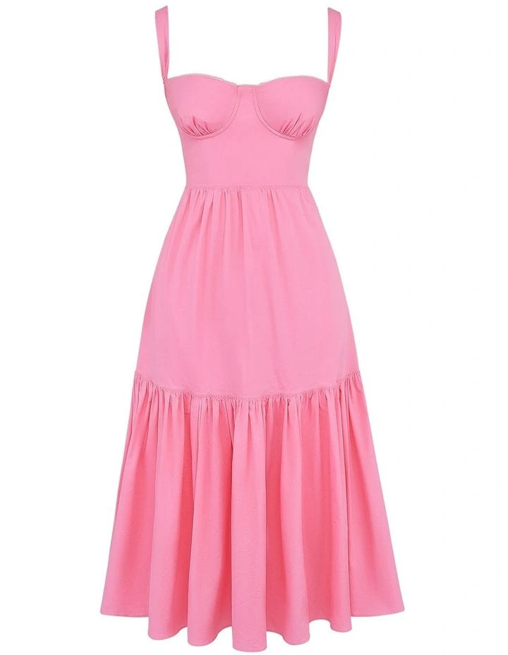 House of CB Elia Midi Sundress in French Pink