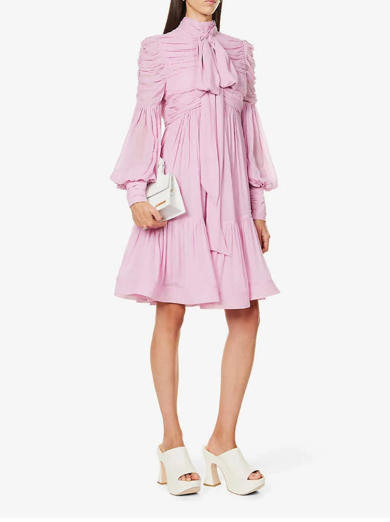 Zimmermann Celestial High-Neck Woven Mini Dress