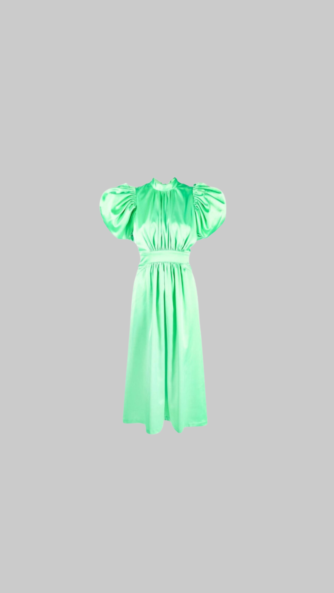 ROTATE Green Noon Puff-Sleeved Dress