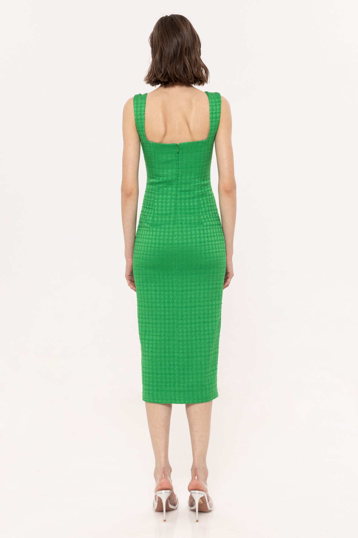 Nissa Bouclé Midi Dress Green