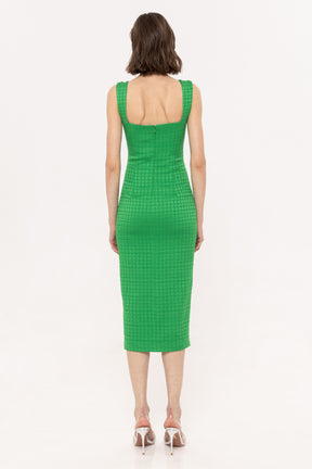 Nissa Bouclé Midi Dress Green