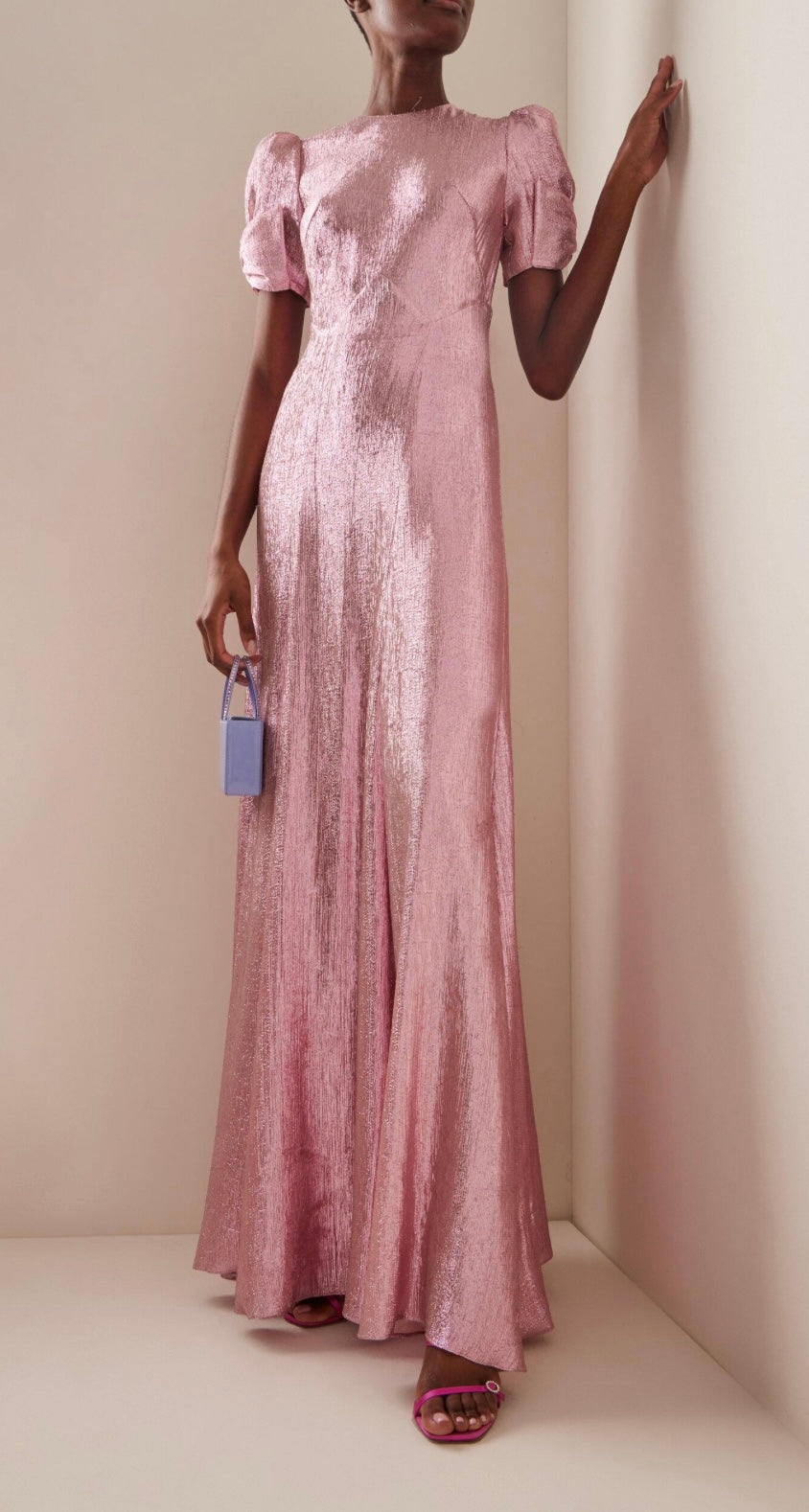 The Vampire's Wife The American Lamé Maxi Dress in Pink