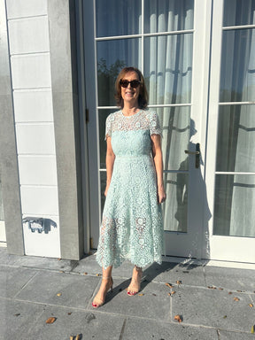 Self-Portrait Mint Lace Midi Dress