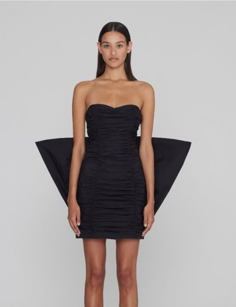 Taft Pleated Mini Bow Dress