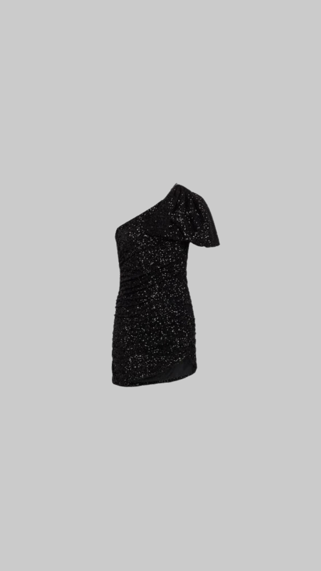 AMEN  One-shoulder Bow-Sleeve Sequin Mini Dress In Black