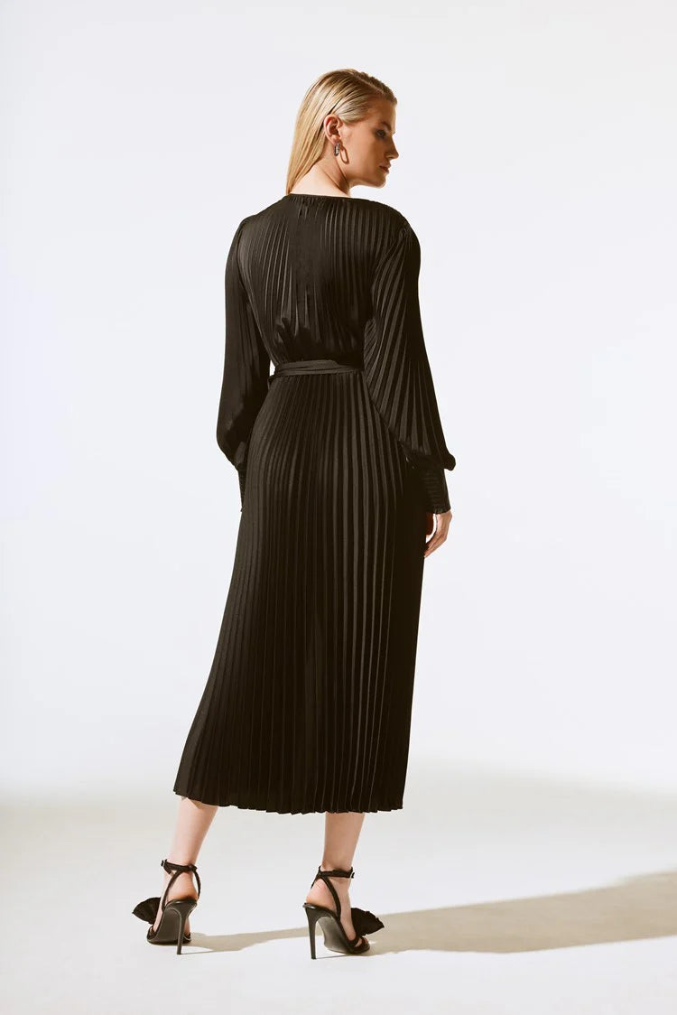 Rosette Pleated Midi Dress