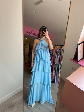 Felicia Wedin Vero Moda Felicia Ruffle Maxi Dress - Blue