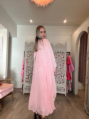 River Island Pink Pleated Cape Maxi Dress
