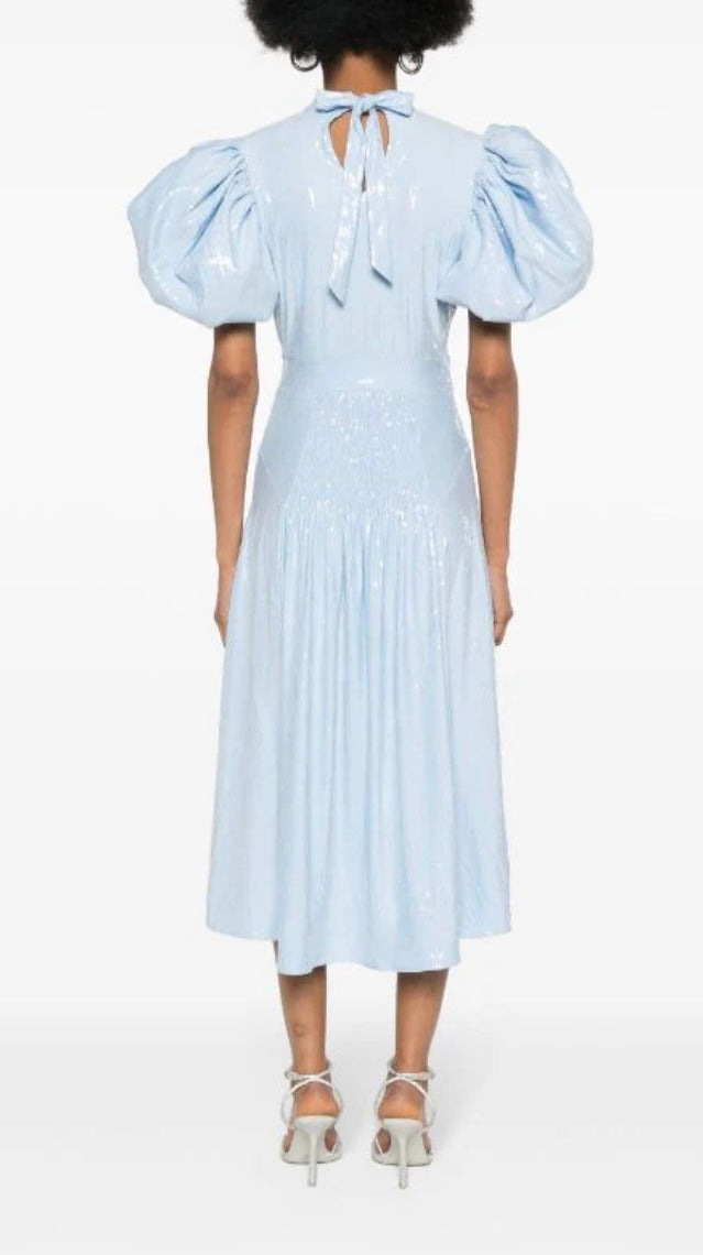 Rotate Birger Christensen Blue Sequinned Midi Dress