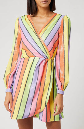 Olivia Rubin Meg Striped Sequin Mini Dress