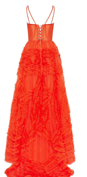 Milla Tangerine Tulle Ornament Maxi Dress