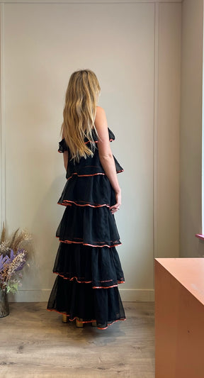 Spice Vintage Black Tiered Maxi Dress