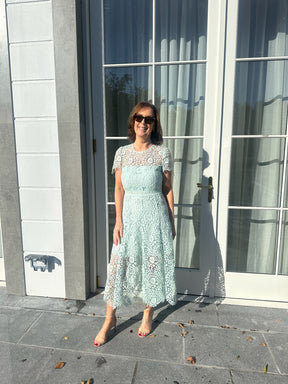 Self-Portrait Mint Lace Midi Dress