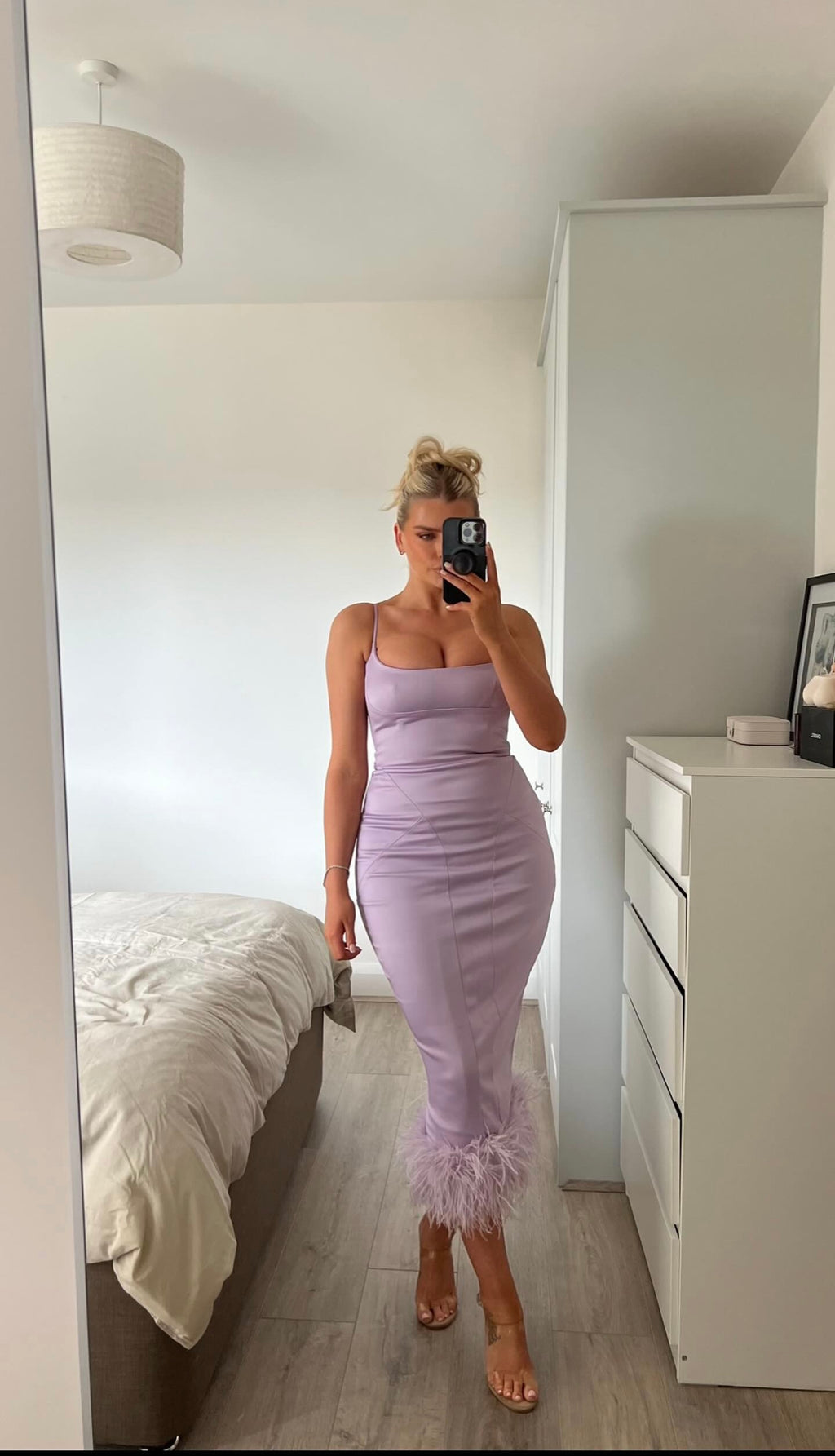 Helena Orchid Satin Midi Dress