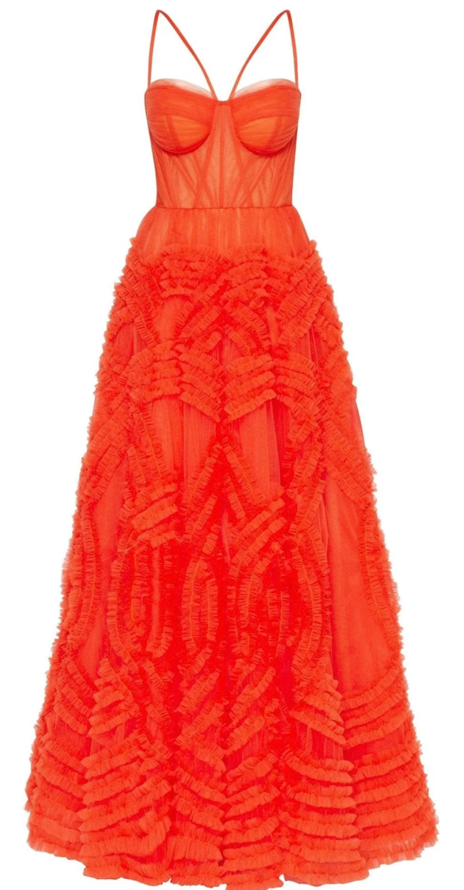 Milla Tangerine Tulle Ornament Maxi Dress