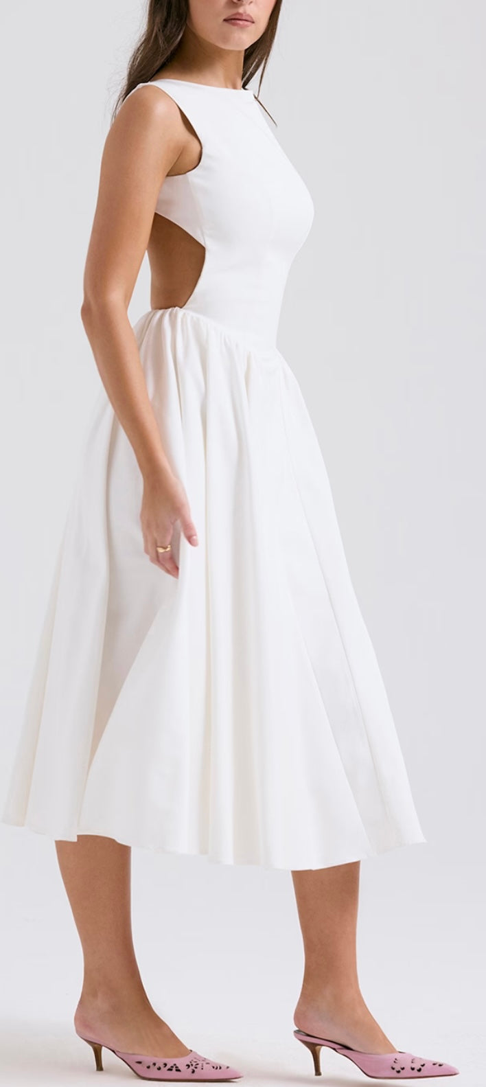 House of CB Cindy White Twill Midi Sundress