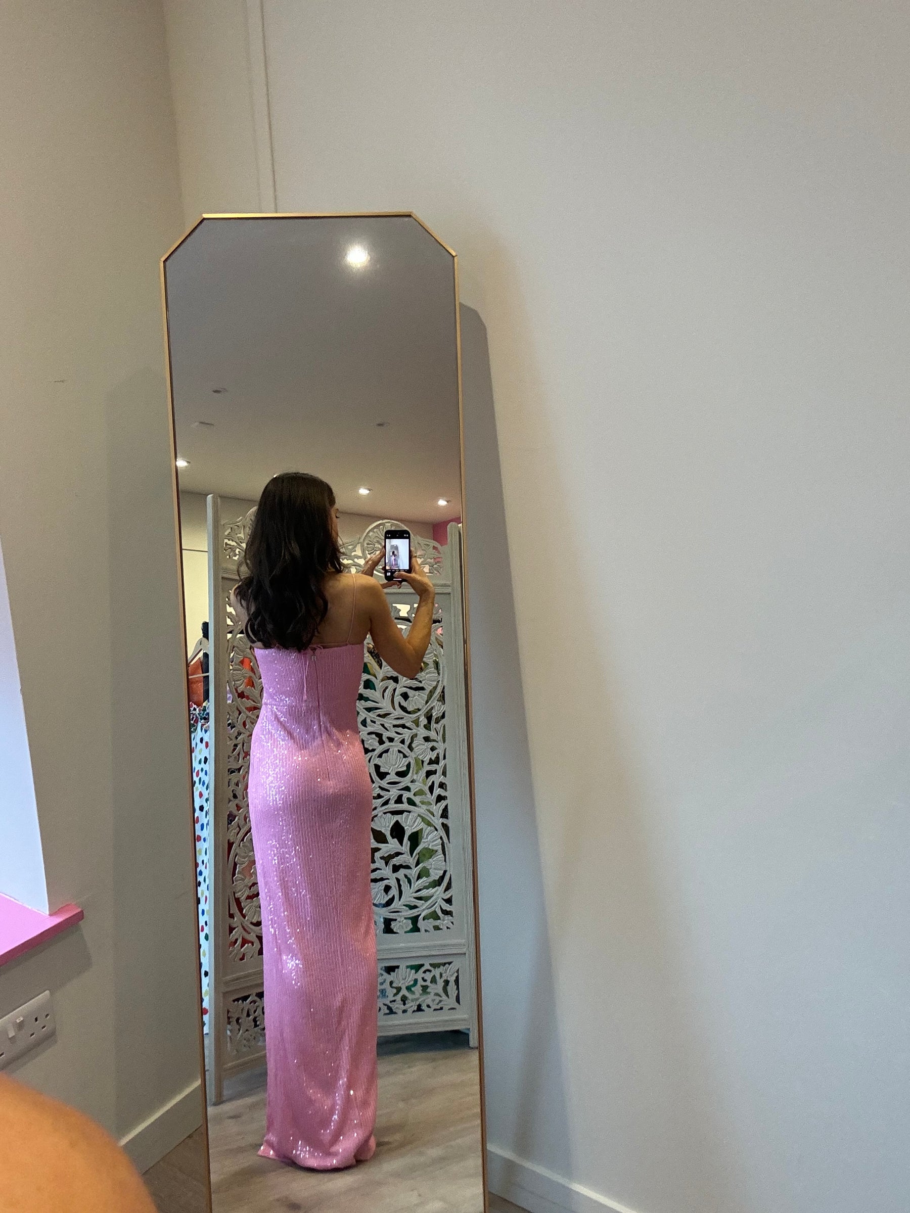 ROTATE Pink Sequin Strap Maxi