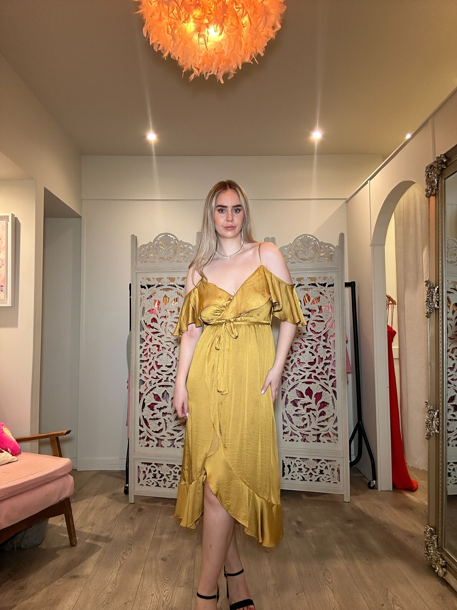Bardot Bea Cold Shoulder Ruffle Dress