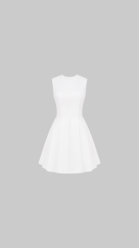 House of CB Claretta White Pleated Cotton Dress
