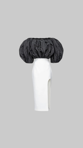 Taffeta Black and White Dress