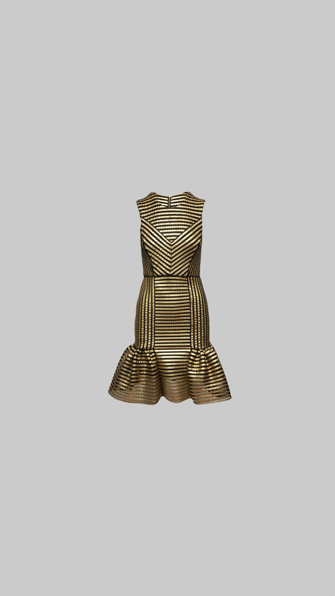 Maje Gold & Black Sleeveless Striped Dress